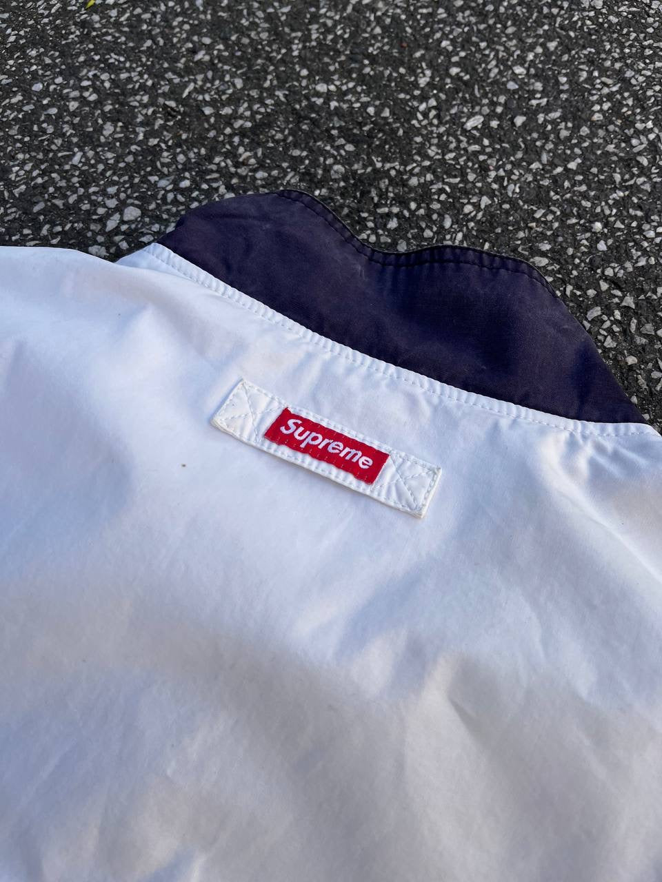 Supreme Jakke Hvid XL Canvas 3 Logoer Brugt Used