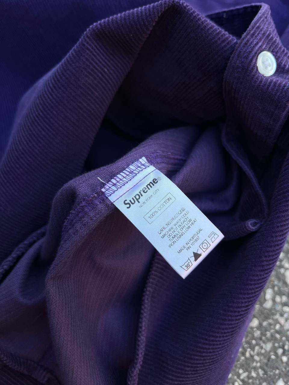 Supreme Skjorte Fløjlskjorte Lilla XL Brugt Used