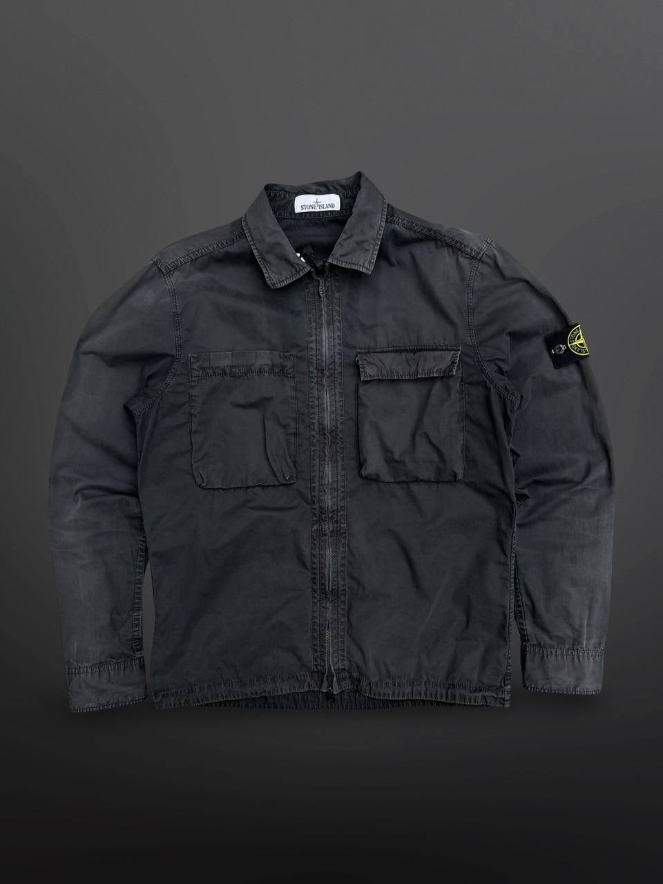 Stone Island Overshirt Skjorte Med Lynlås Sommerjakke Overgangsjakke I Grå L Large 6815111WN
