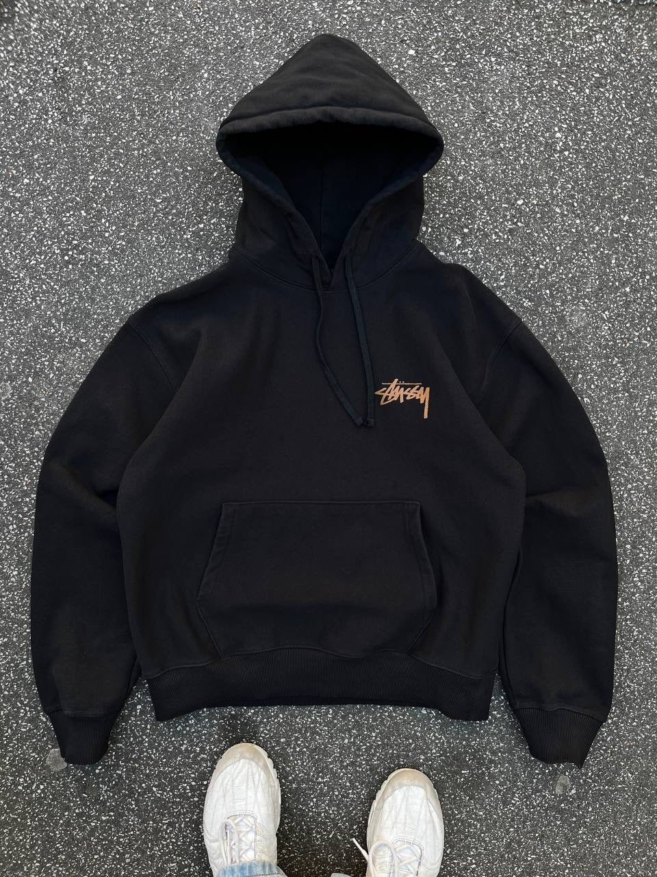 Stussy Hættetrøje Hoodie Sort L Large Big Logo