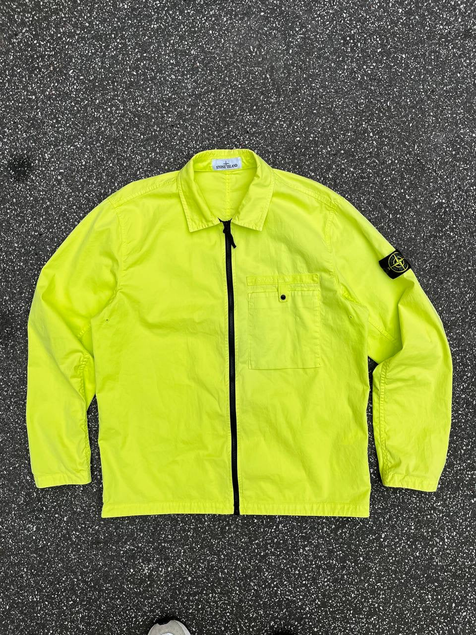 Stone Island Overshirt Neon Grøn Green XL Sommerjakke Skjorte Med Lynlås 761512619