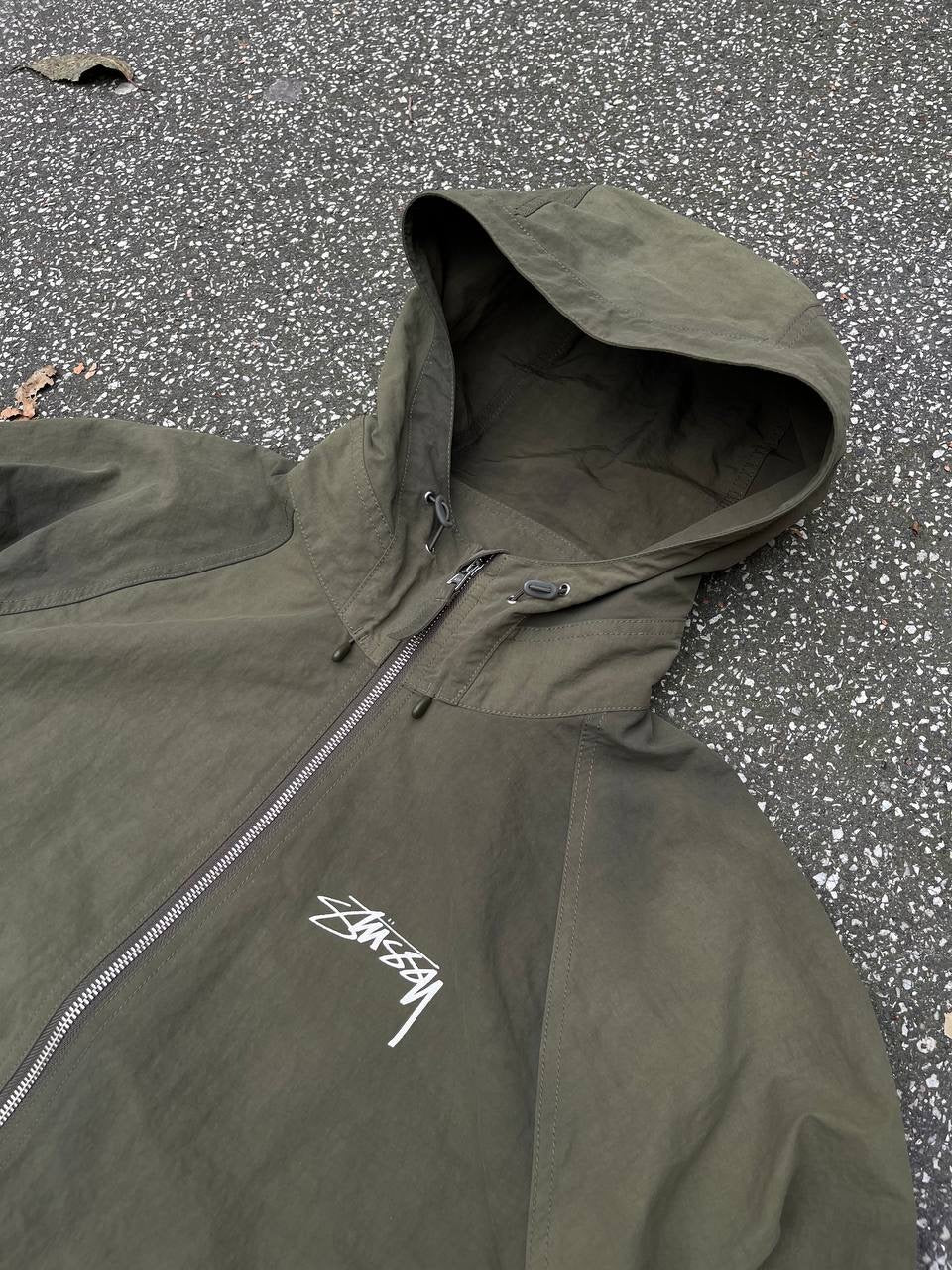 Stussy Beach Shell Jacket Faded Grøn Khaki M Medium