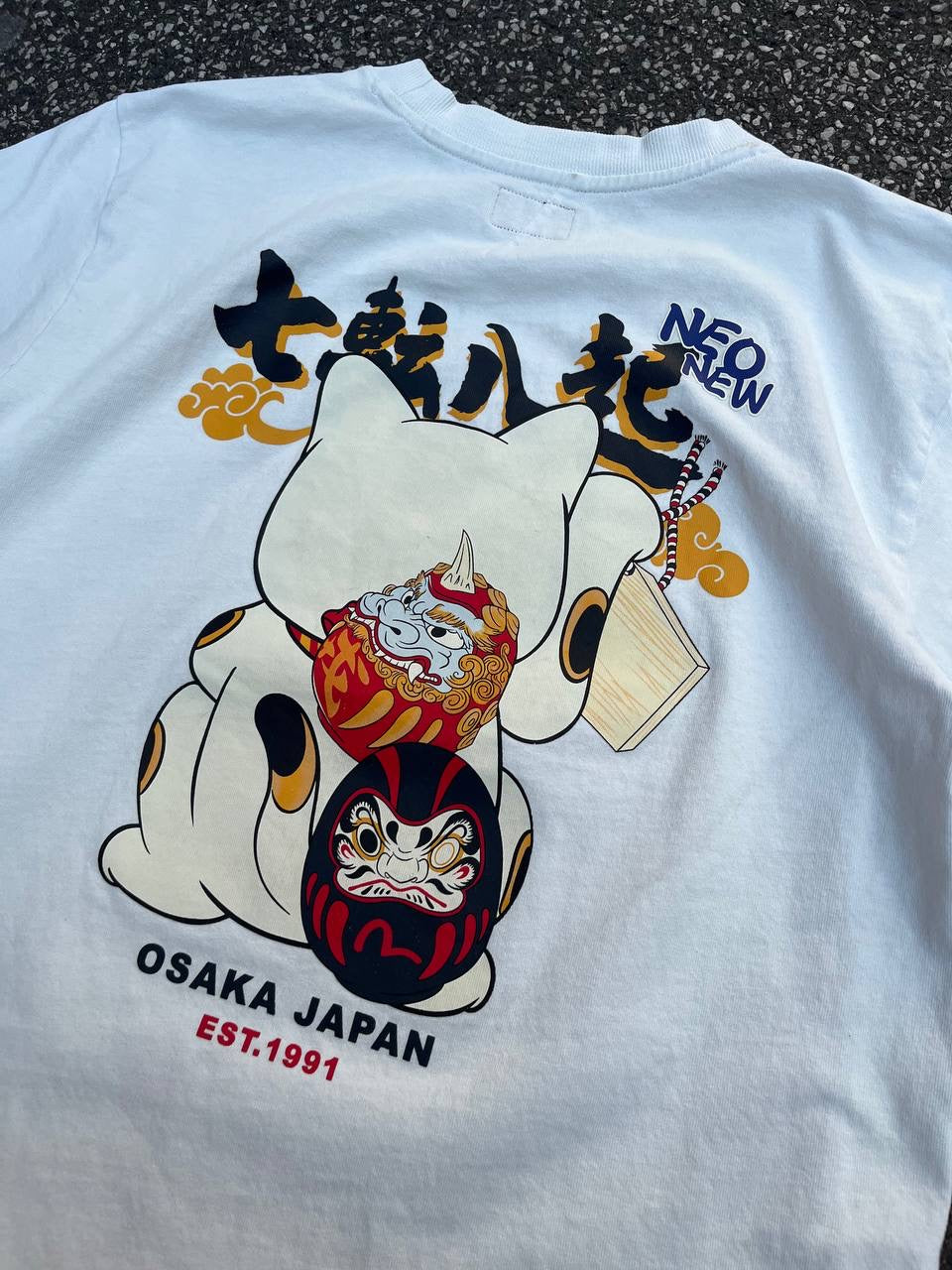 Evisu T-Shirt Evisu Tee i Hvid Japansk Stil Stor Logo Herre Brugt Used