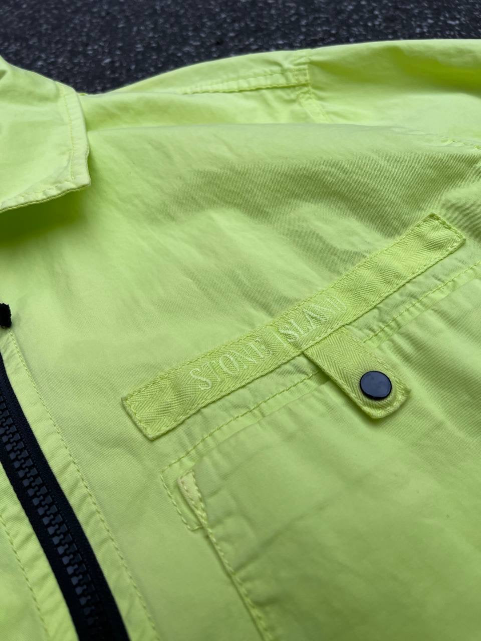 Stone Island Overshirt Neon Grøn Green XL Sommerjakke Skjorte Med Lynlås 761512619