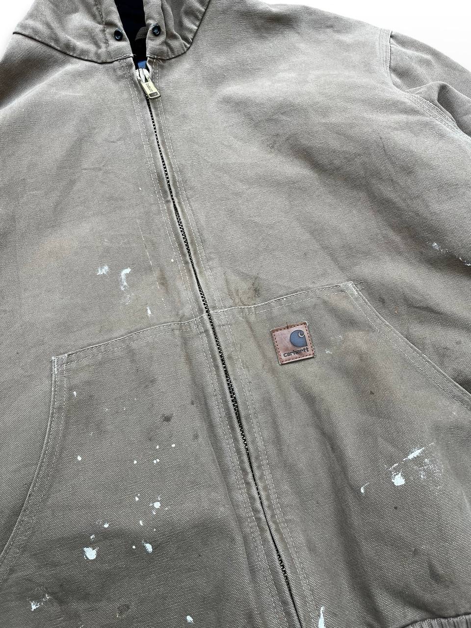 Brugt Vintage Carhartt Active Jacket USA 90s Med Fleece Insulation Vinterjakke i Beige farve L Large herre Unisex