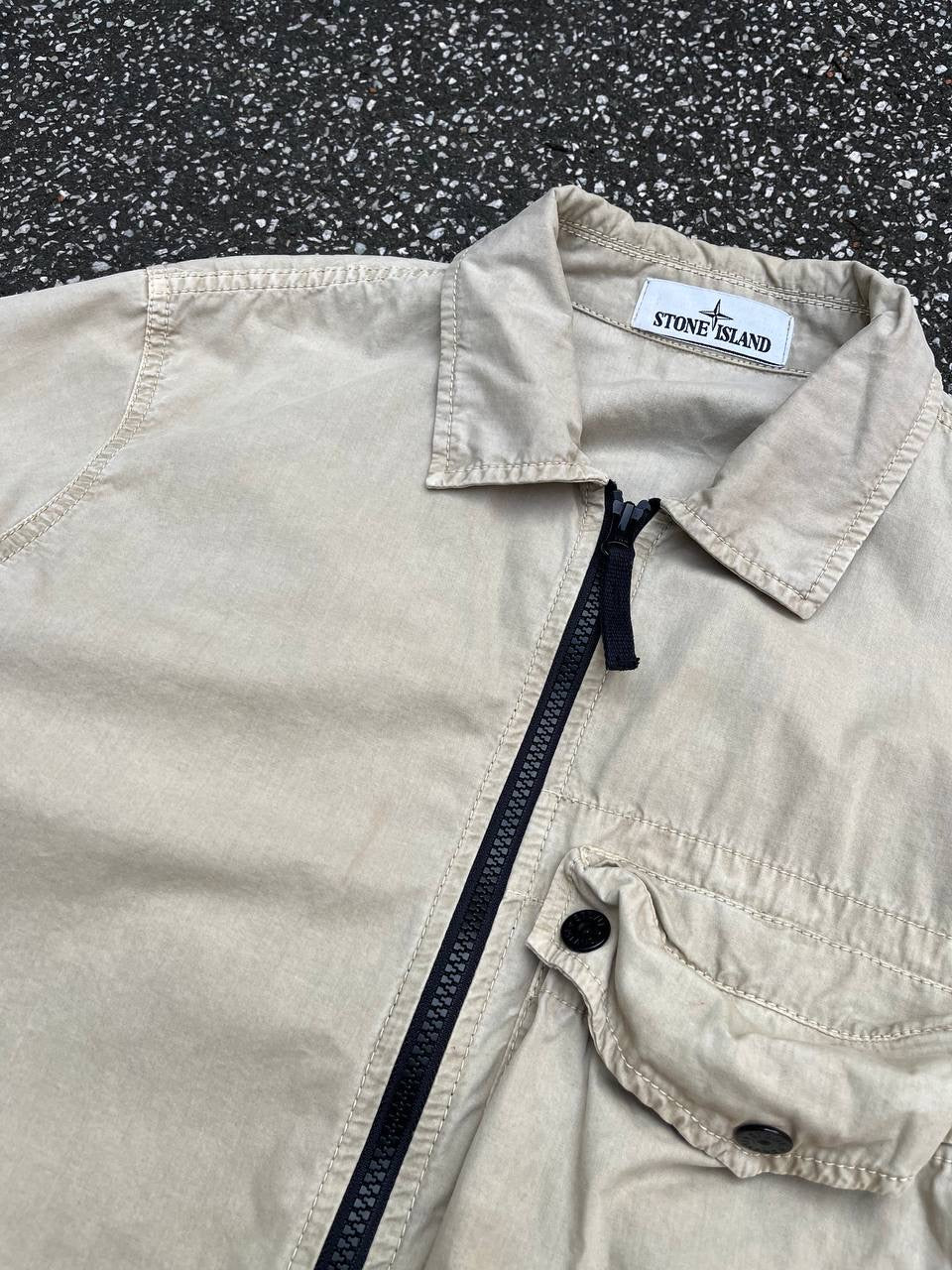 Stone Island Overshirt Skjorte Sommerjakke M Medium Beige Brugt Used
