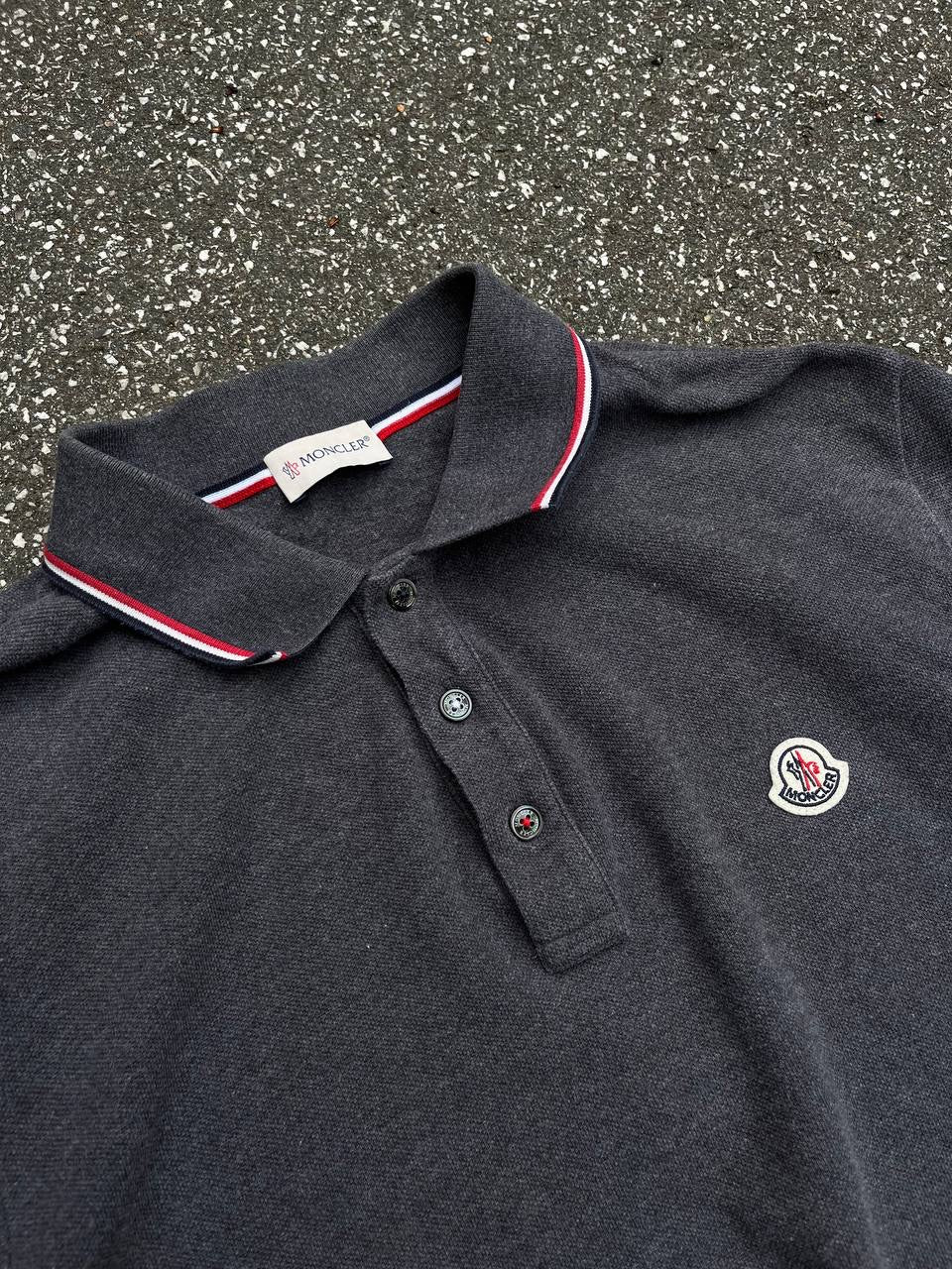 Moncler Polo Trøje Sweatshirt XL Grå Grey MAGLIA POLO MANICA LUNGA
