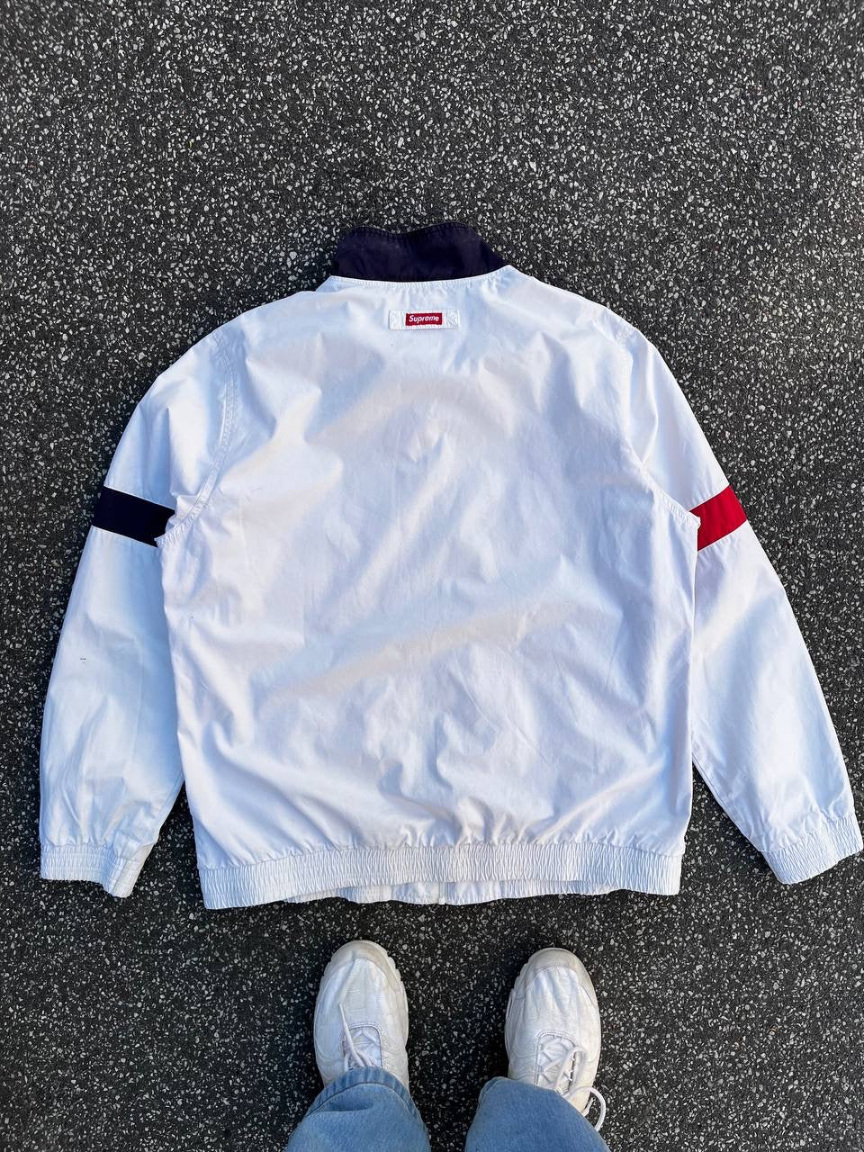 Supreme Jakke Hvid XL Canvas 3 Logoer Brugt Used