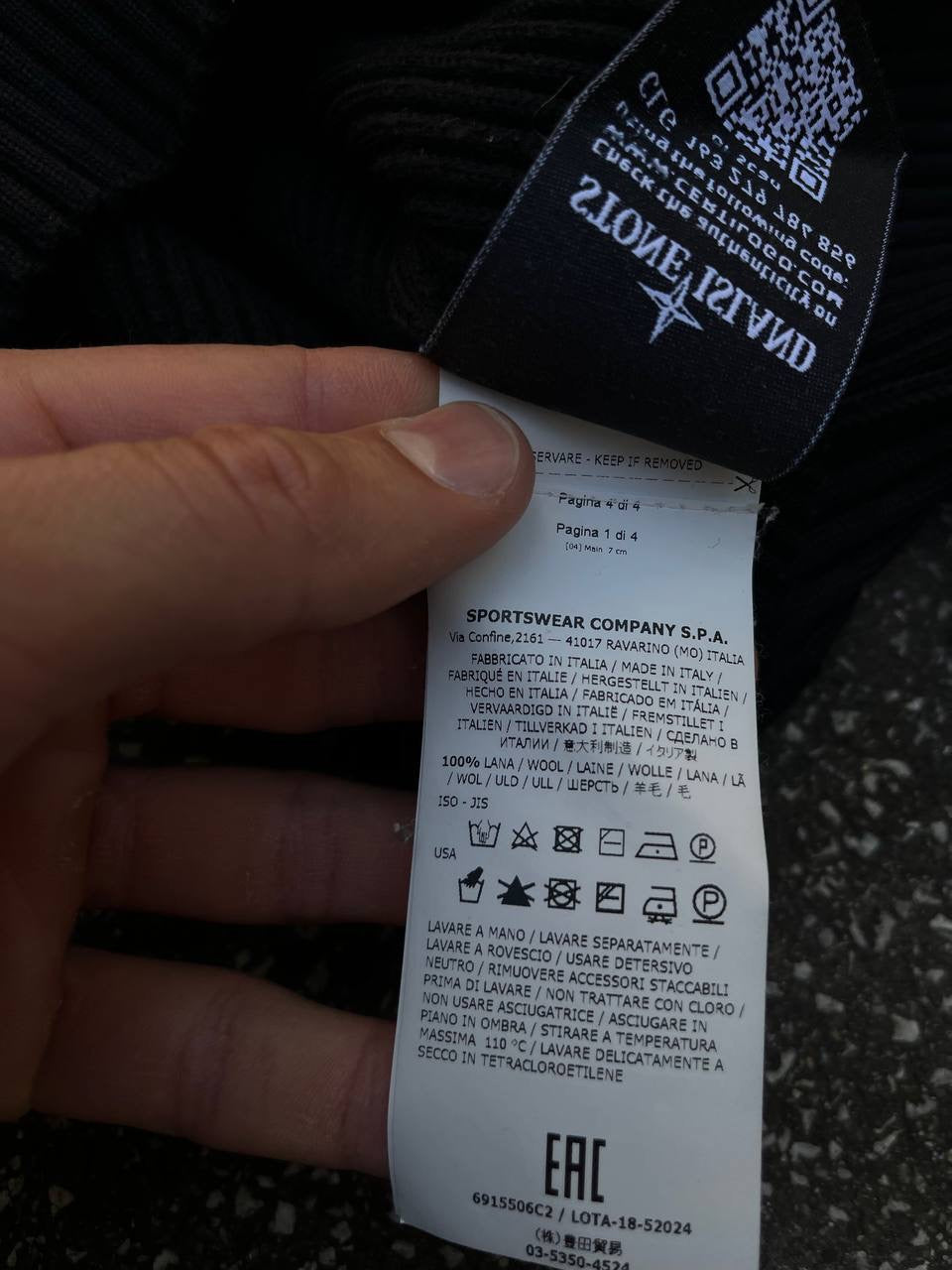 Stone Island Uld Sweater Trøje XXL Sort Brugt Used
