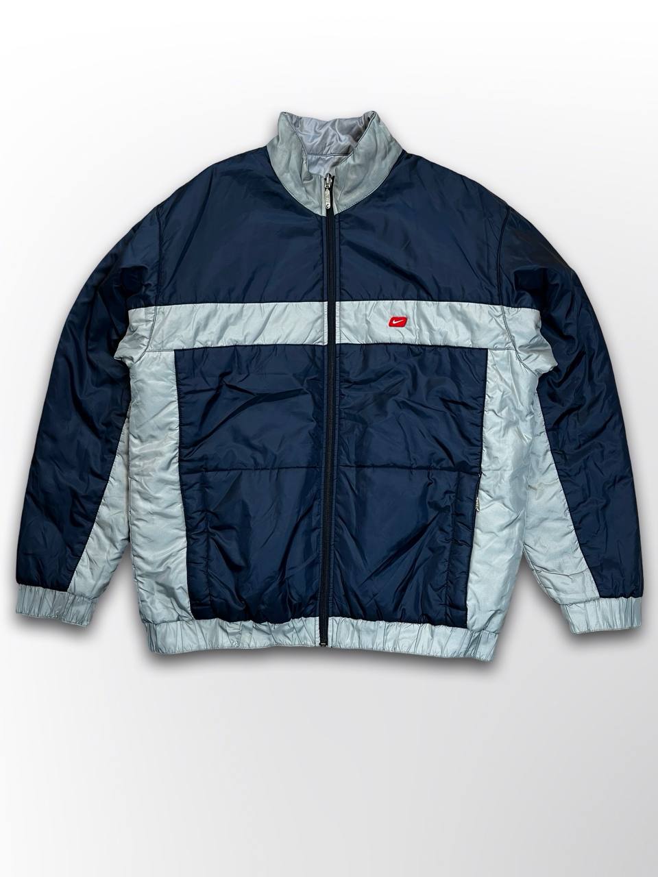 Brugt Vintage Nike Vinter jacket reversible jacket i M Medium silver og navy