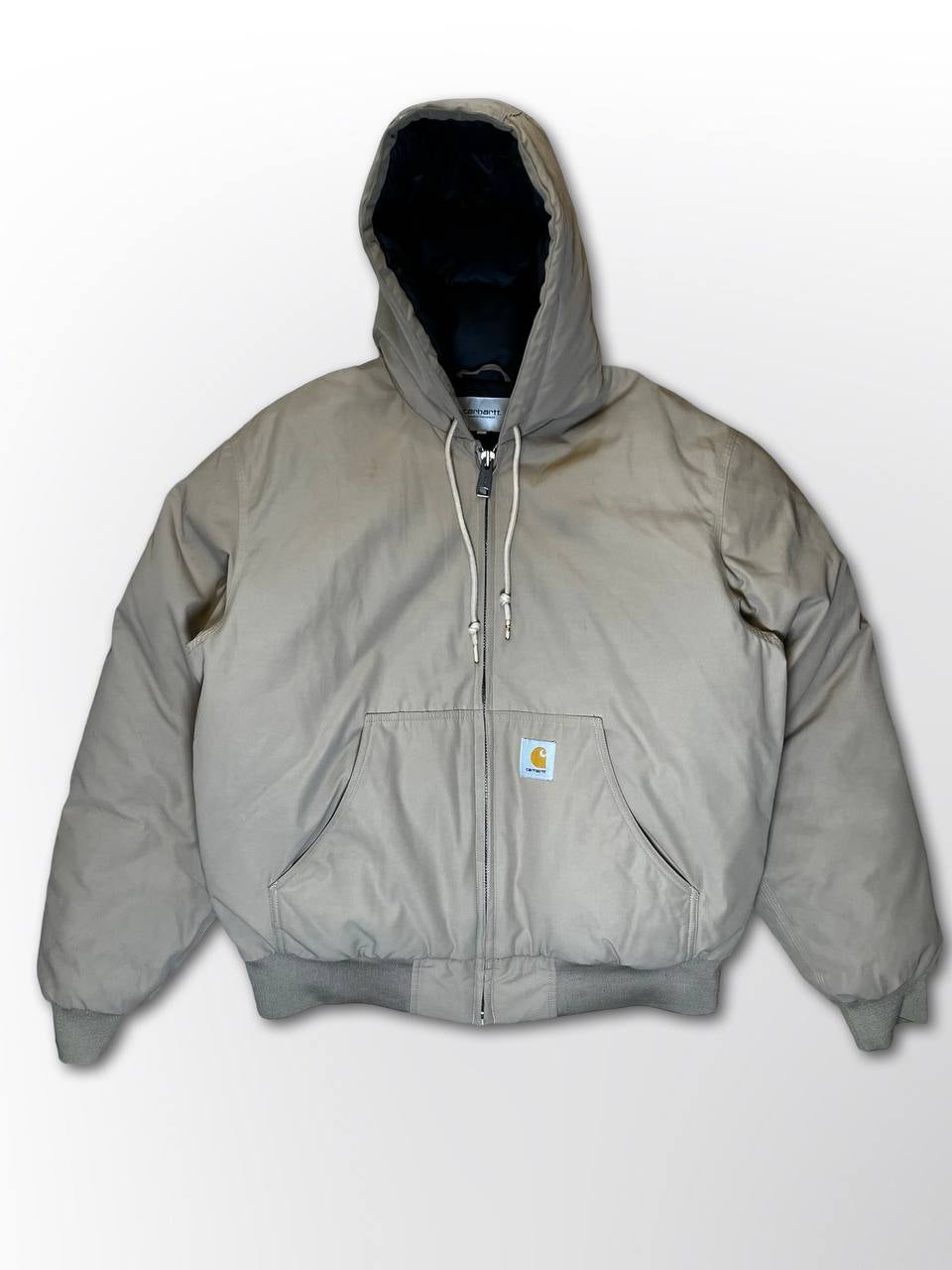 Brugt Used Carhartt WIP Cold Active Jacket Dynejakke USA Vintage Look i Beige Farve M medium Herre