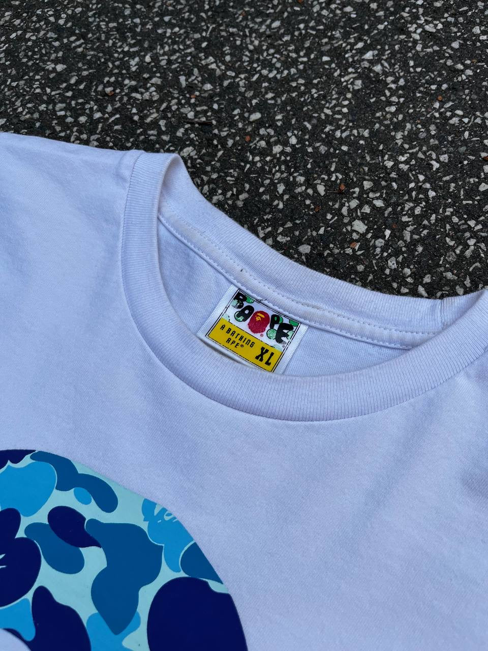Bape A-Bathing Ape Tee T-Shirt XL Hvid Double Logo Brugt Used