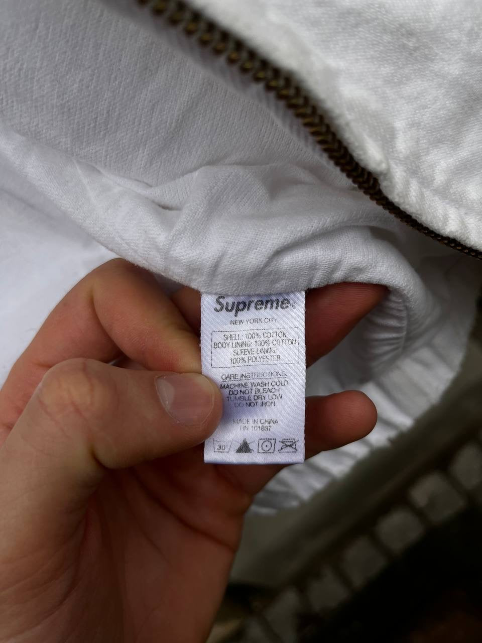 Supreme New York Canvas Hvid Jakke XL Herre Brugt Vintage