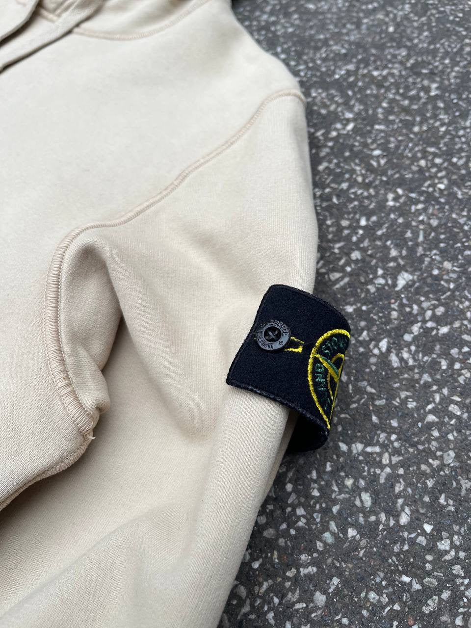 Stone Island Hættetrøje Hoodie i Beige Sand Farve XL Xlarge Brugt Used