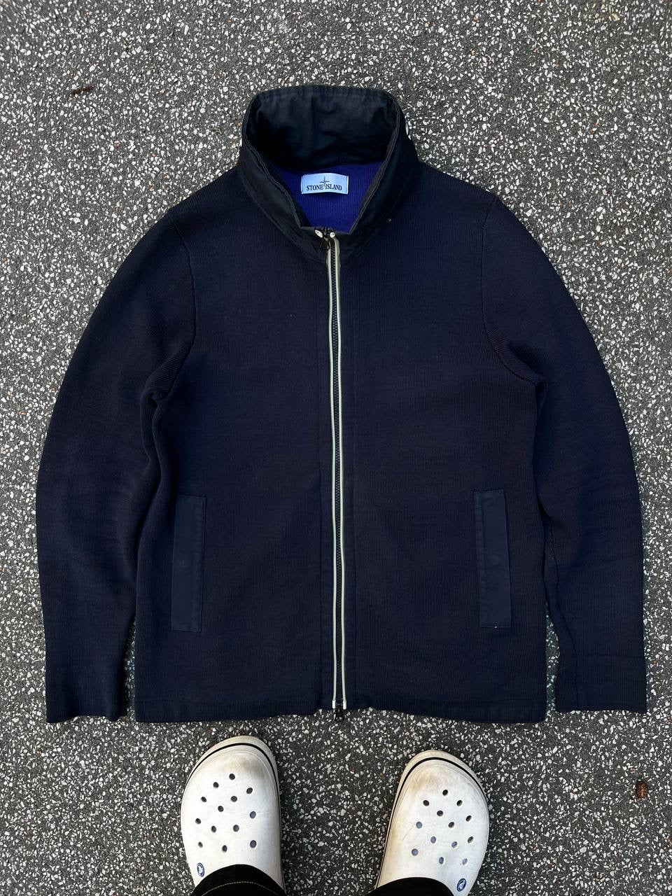 Stone Island Marina Night Glow Jacket Jakke Selvlysende Lumina XL i Navy Mørkeblå Brugt Used