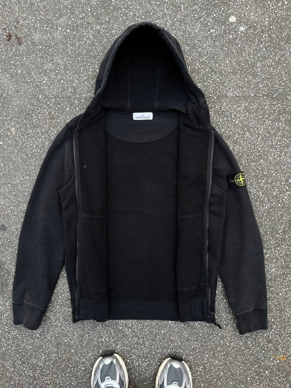 Stone Island Zip Up Hoodie Hættetrøje Sort Black 731564220 Brugt Used