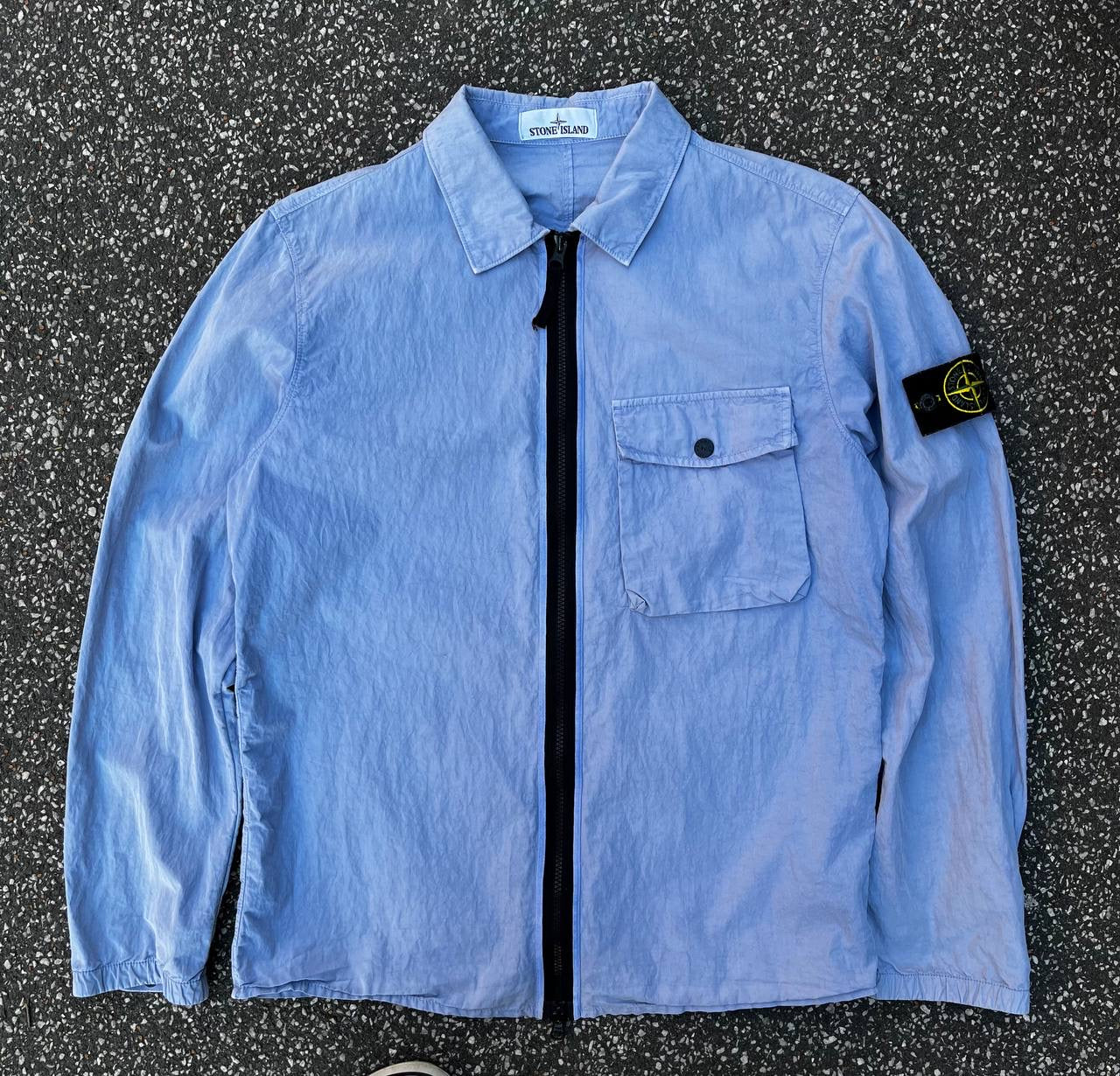 Stone Island Overshirt Skjorte Himmelblå M Medium Brugt Used