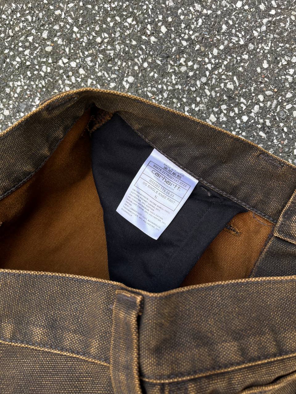 Vintage Carhartt WIP bukser jeans arbejdsbukser baggy jeans OG single knee pant i brun i S Small