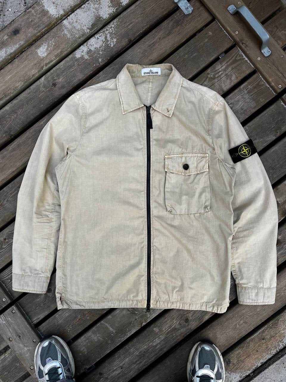 Stone Island Overshirt i Beige XL Brugt
