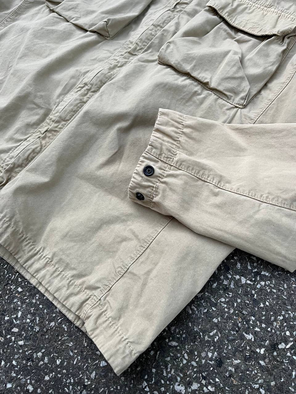Stone Island Overshirt Skjorte Med Lynlås L Large Beige Brugt Used