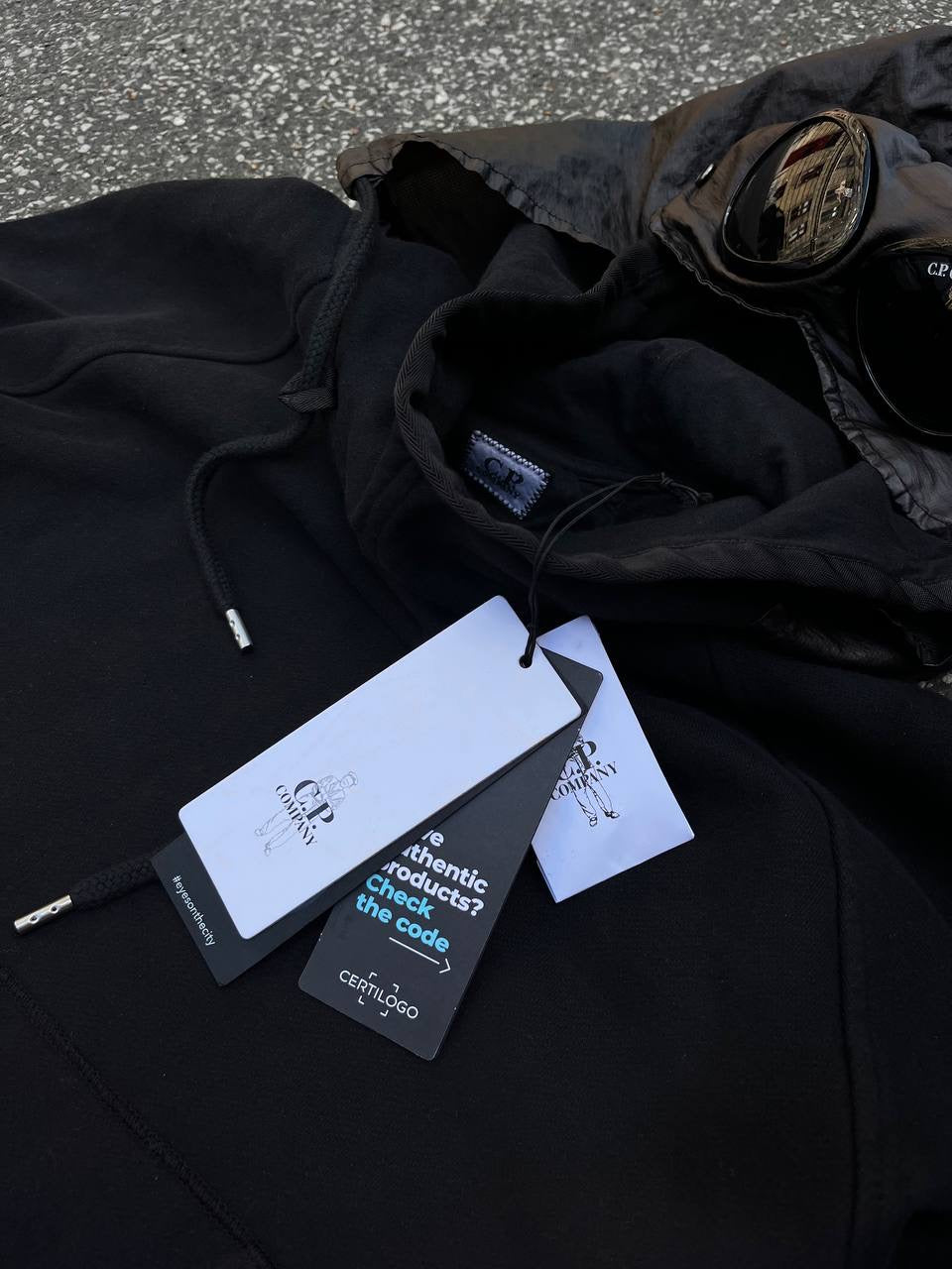 C.P. Company Google Hoodie Hættetrøje Reflective Sort M Medium Brand New