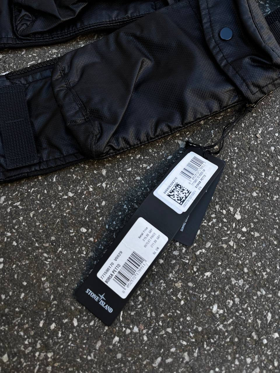 Stone Island Crossbody taske Mussola Gommata Canvas Shoulder Pouch Black