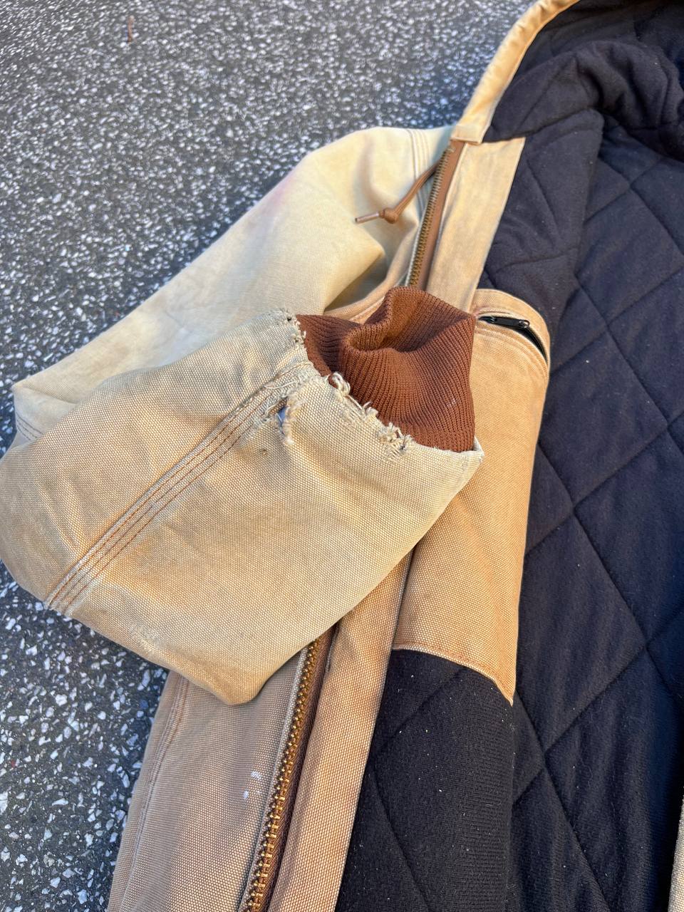 Vintage Carhartt Active Work jacket fra USA 90’s i beige Carhartt WIP Active jakke fra 90erne i L large mænd (unisex) med fleece insulation