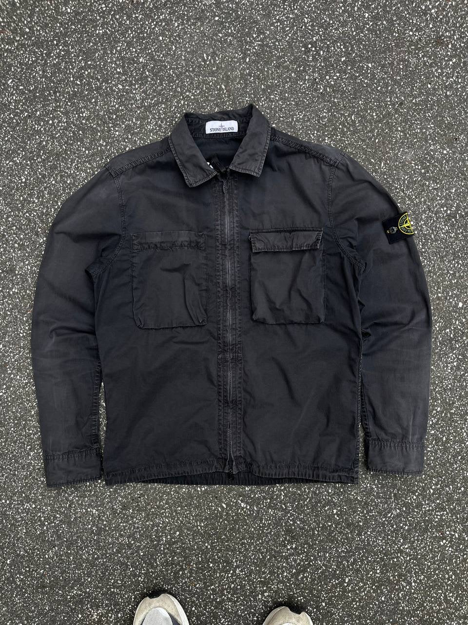Stone Island Overshirt Skjorte Med Lynlås Sommerjakke Overgangsjakke I Grå L Large 6815111WN