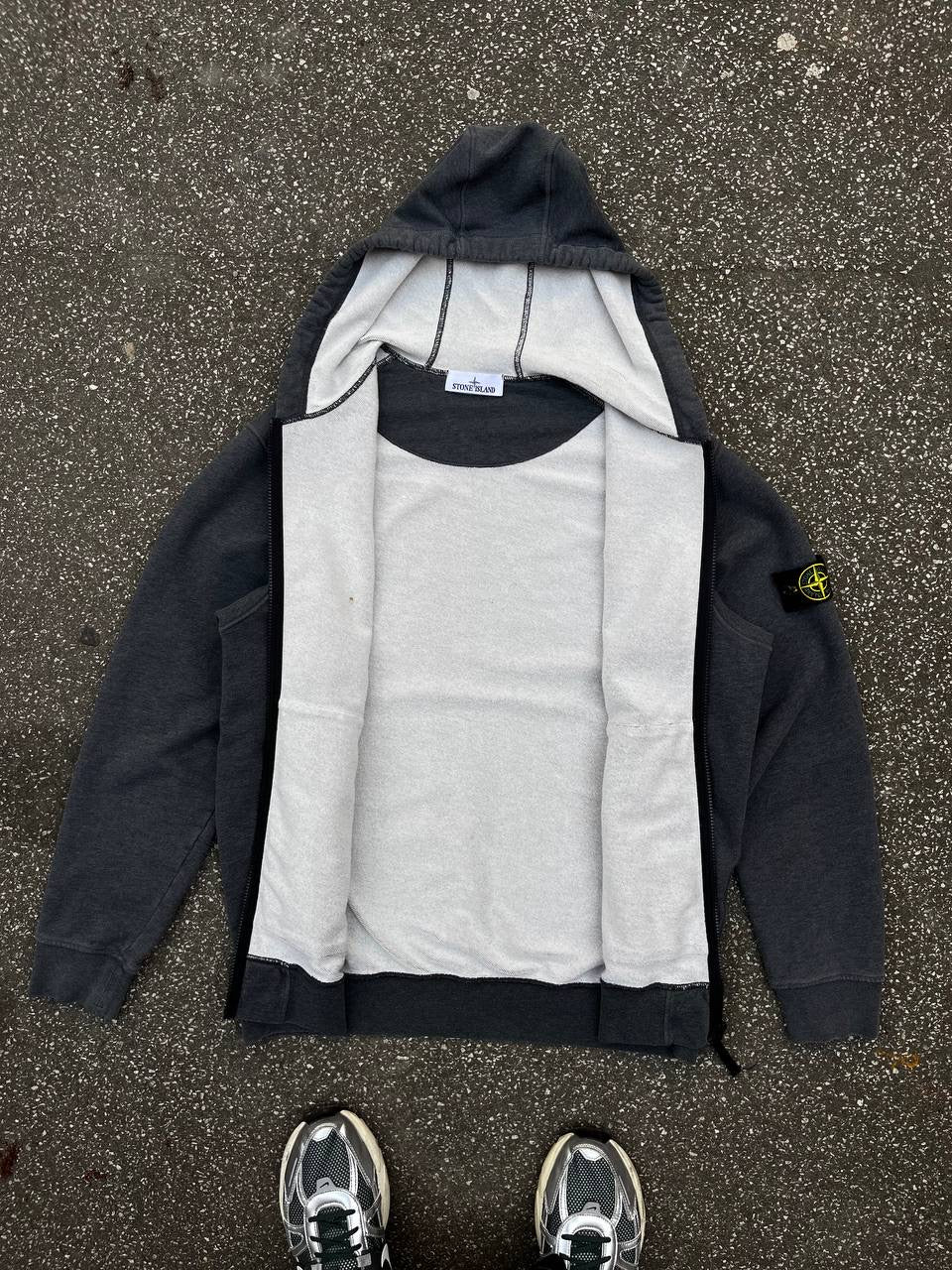 Stone Island Zip Up Hoodie XXL Hættetrøje Grå Grey 791564251 Brugt Used