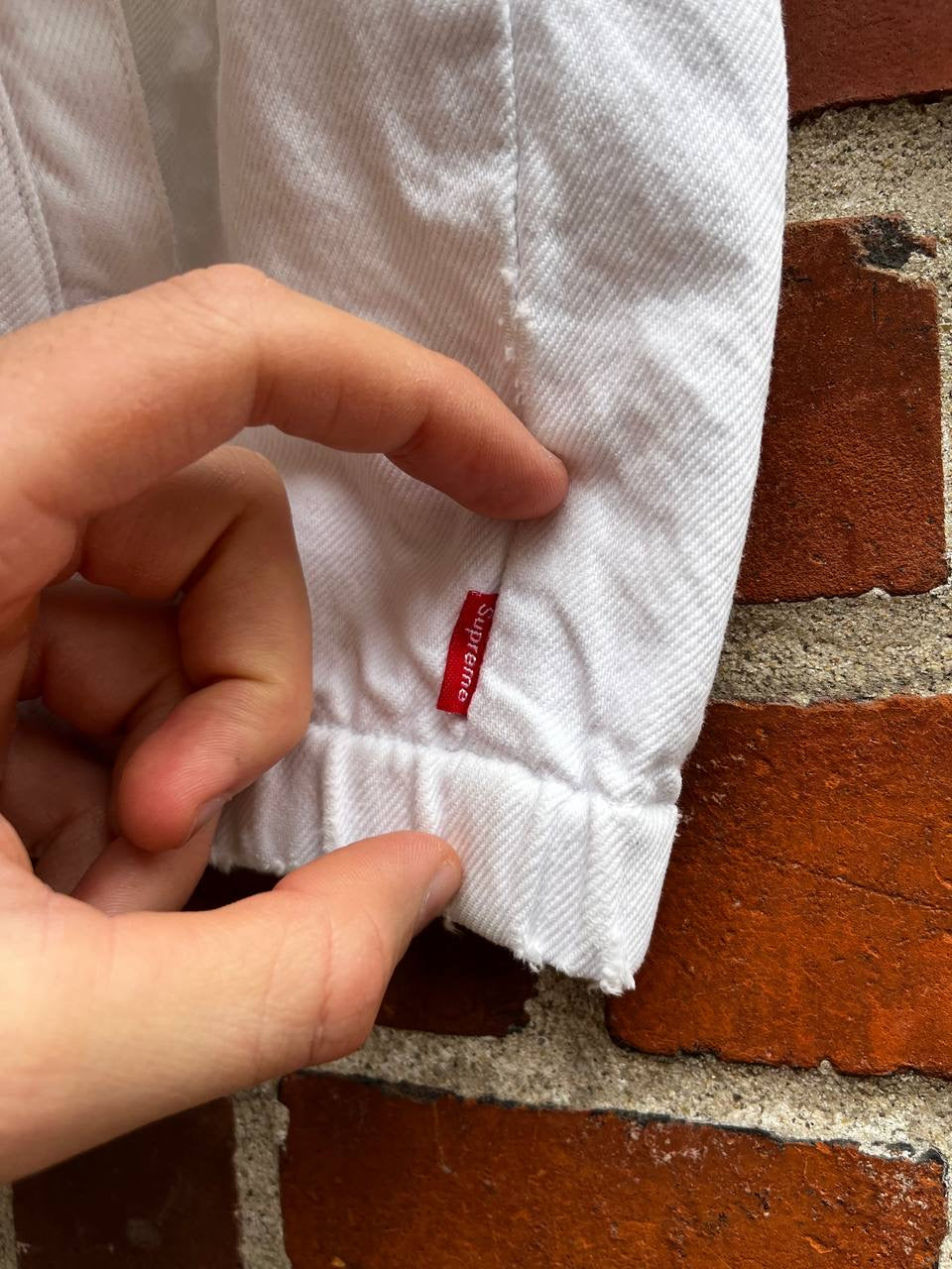 Supreme New York Canvas Hvid Jakke XL Herre Brugt Vintage