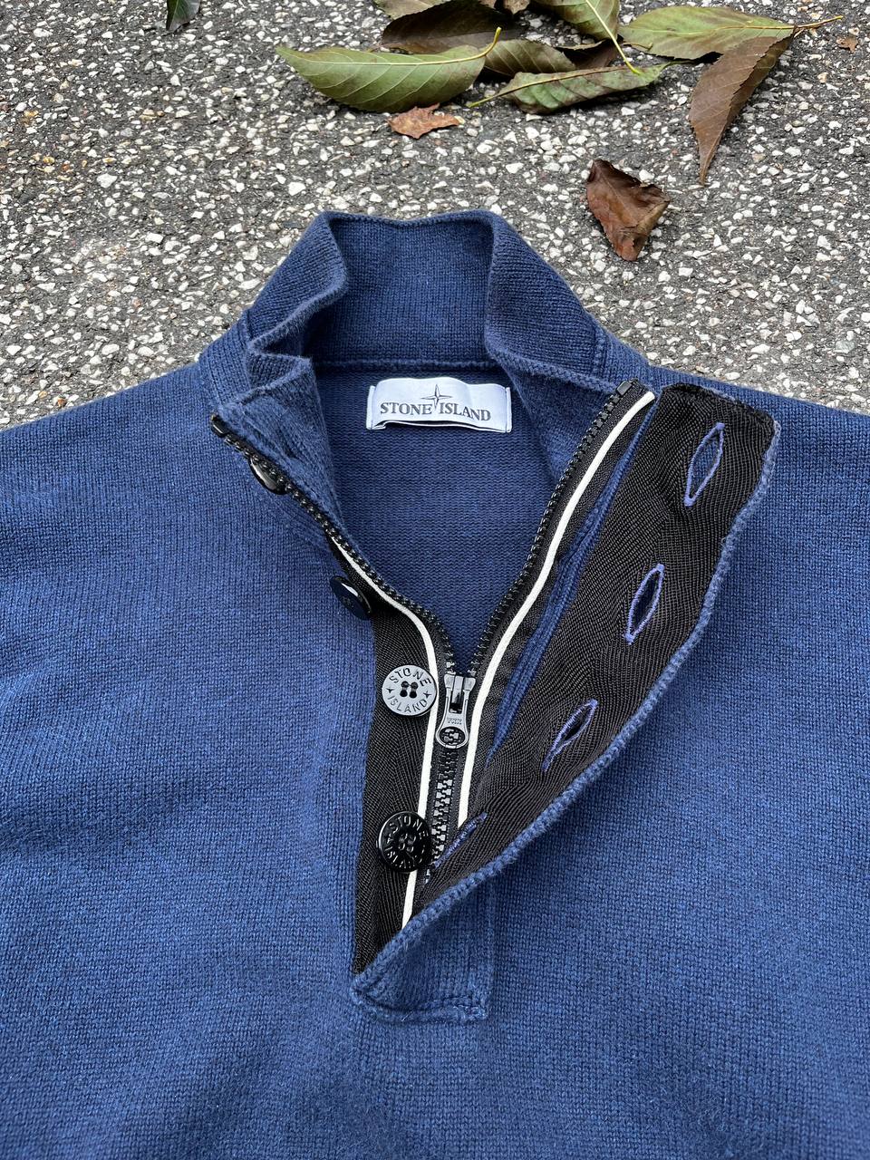 “Brugt Strik fra Stone Island trøje sweater sweatshirt i Marina blå farve i M medium 621554185”