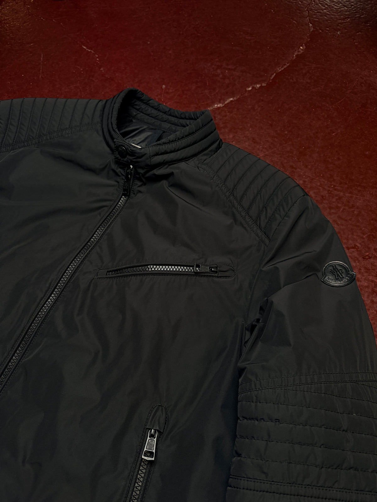 Moncler Lightweight Biker Jacket – Black – Size 4 / Fits Medium