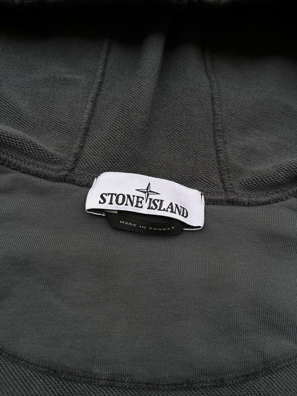 Stone Island Zip Up Hoodie Hættetrøje med Lynlås i grå grey Large Som ny Brugt