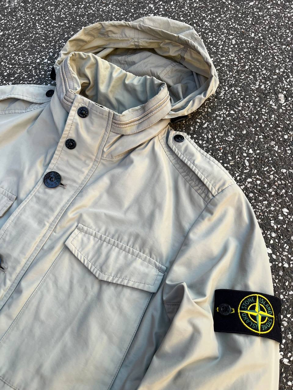 Stone Island Micro Reps David Jakke Beige S Small Brugt Used