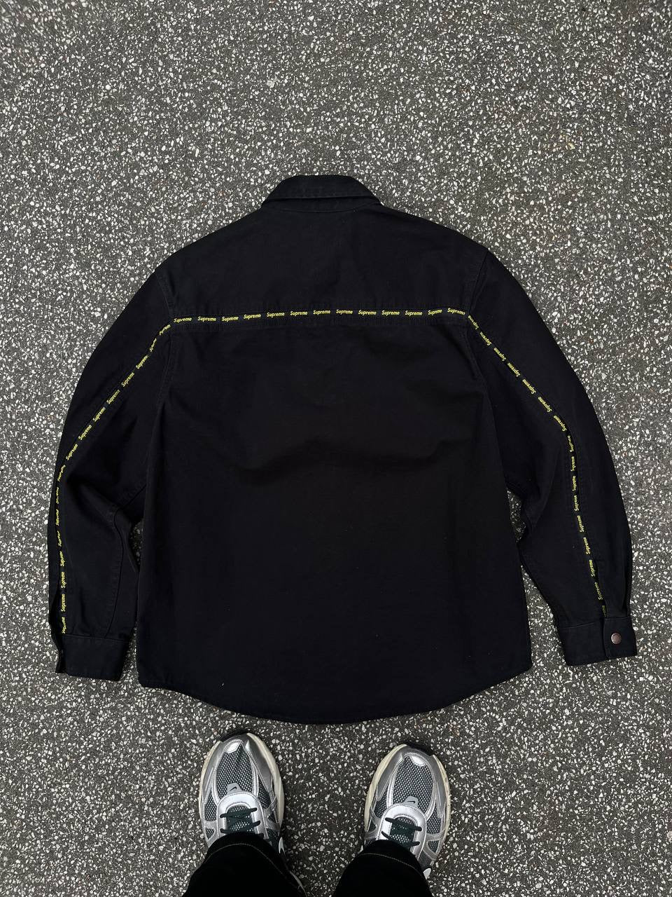 Supreme Work Jacket Skjorte Shirt med Supreme Tape Logo M Medium Brugt Used