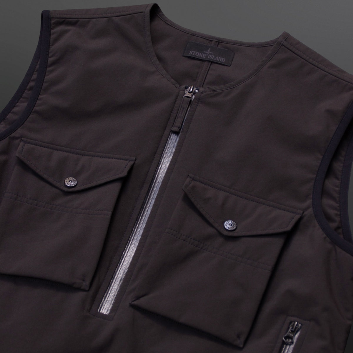 Stone Island Ghost Piece Utility Vest – Dark Brown / Black – Str. M