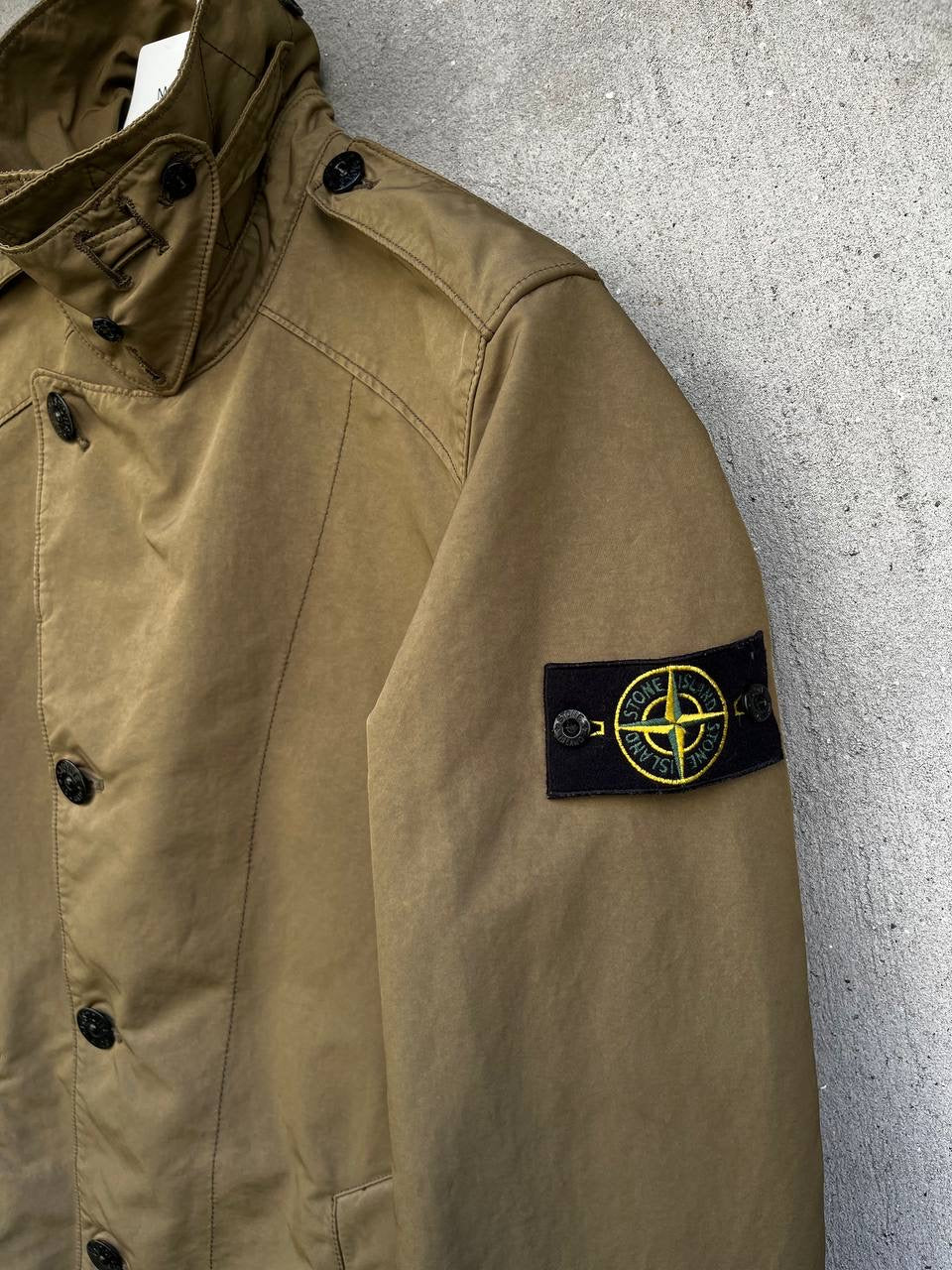 Stone Island David TC Frakke Trench Coat i Khaki grøn Medium