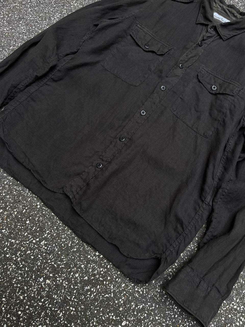 Stone Island Linen Skjorte Shirt Sommerskjorte i Grå Grey L Large 62151F601