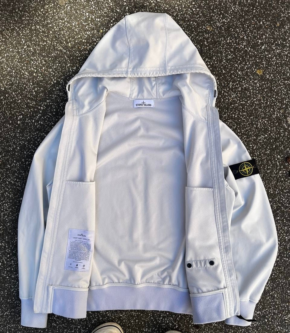 Stone Island Softshell R Jakke Hvid XL Brugt Used