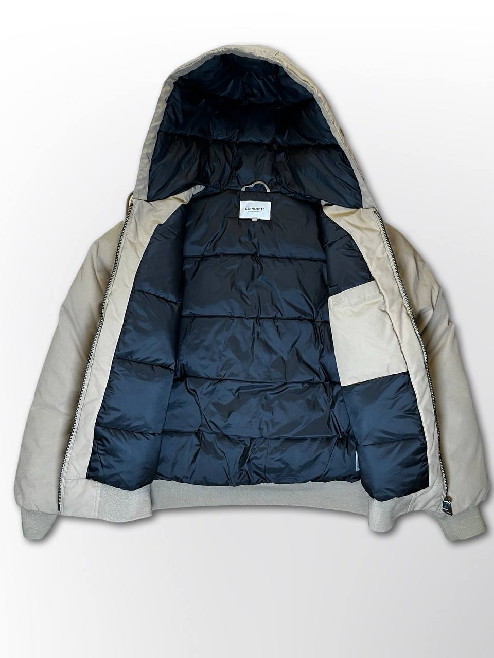 Brugt Used Carhartt WIP Cold Active Jacket Dynejakke USA Vintage Look i Beige Farve M medium Herre