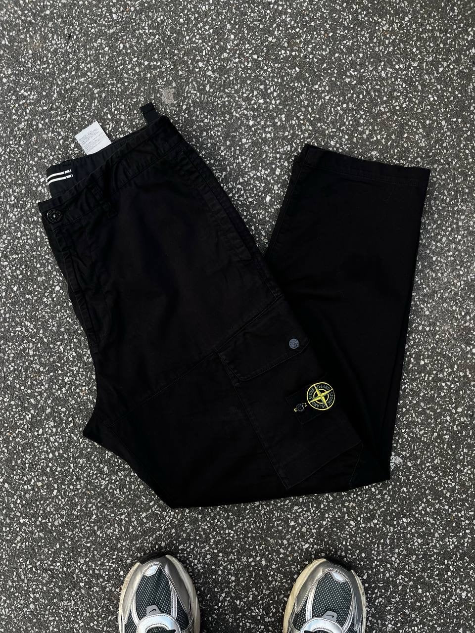 Stone Island Cargo Pants Straight Baggy Fit Sort Black W34 Brugt Used