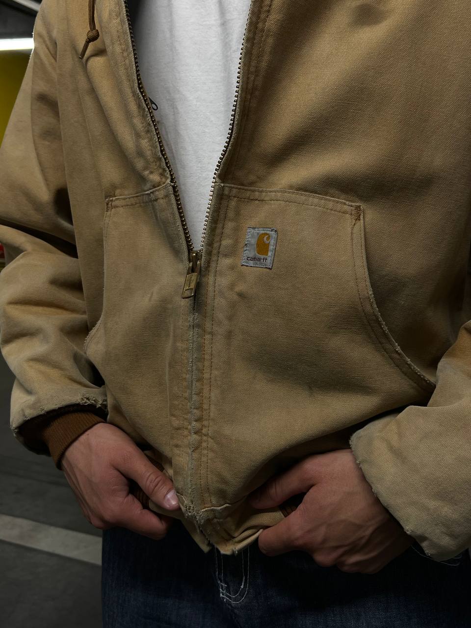 Vintage Carhartt Active jacket/ work jakke Carhartt i beige L large