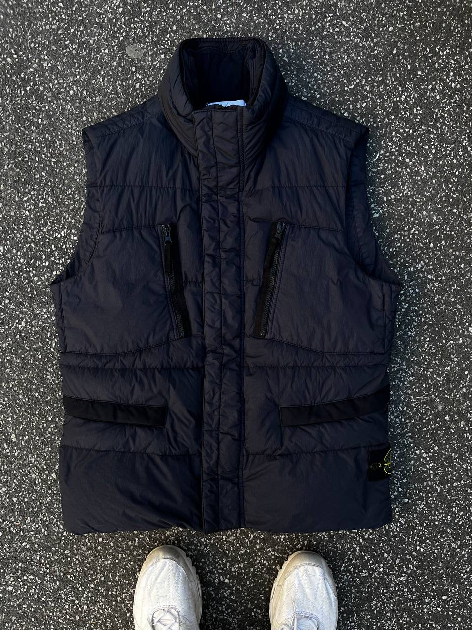 Stone Island Garment Dyed Crinkle Reps Ny Down Vest Navy L Large Brugt Used