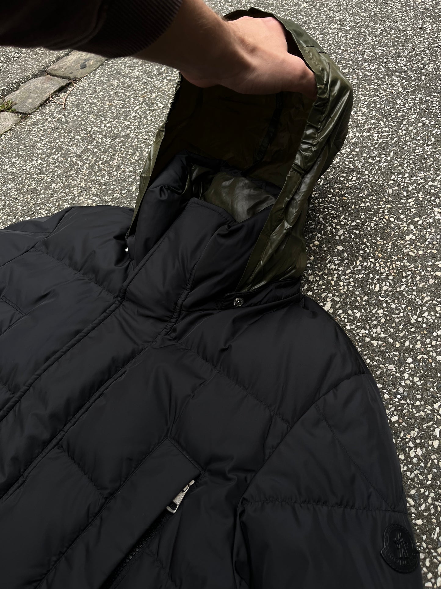 Moncler Guerin Vinterjakke Reversible Vendbar Puffer Sort Grøn M Medium