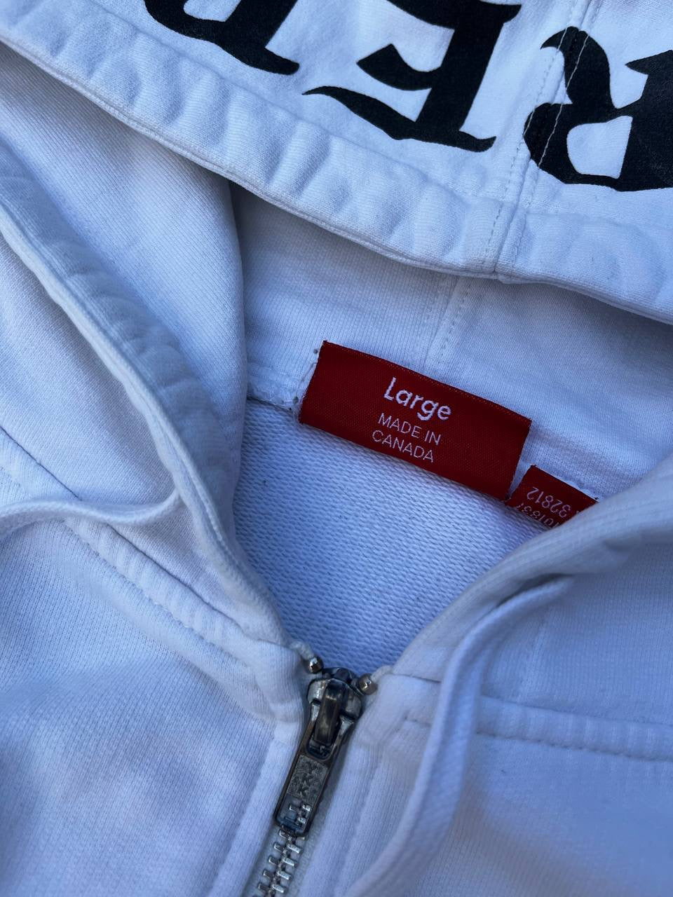 Supreme Zip Up Hoodie Hættetrøje med Lynlås Hvid White L Large