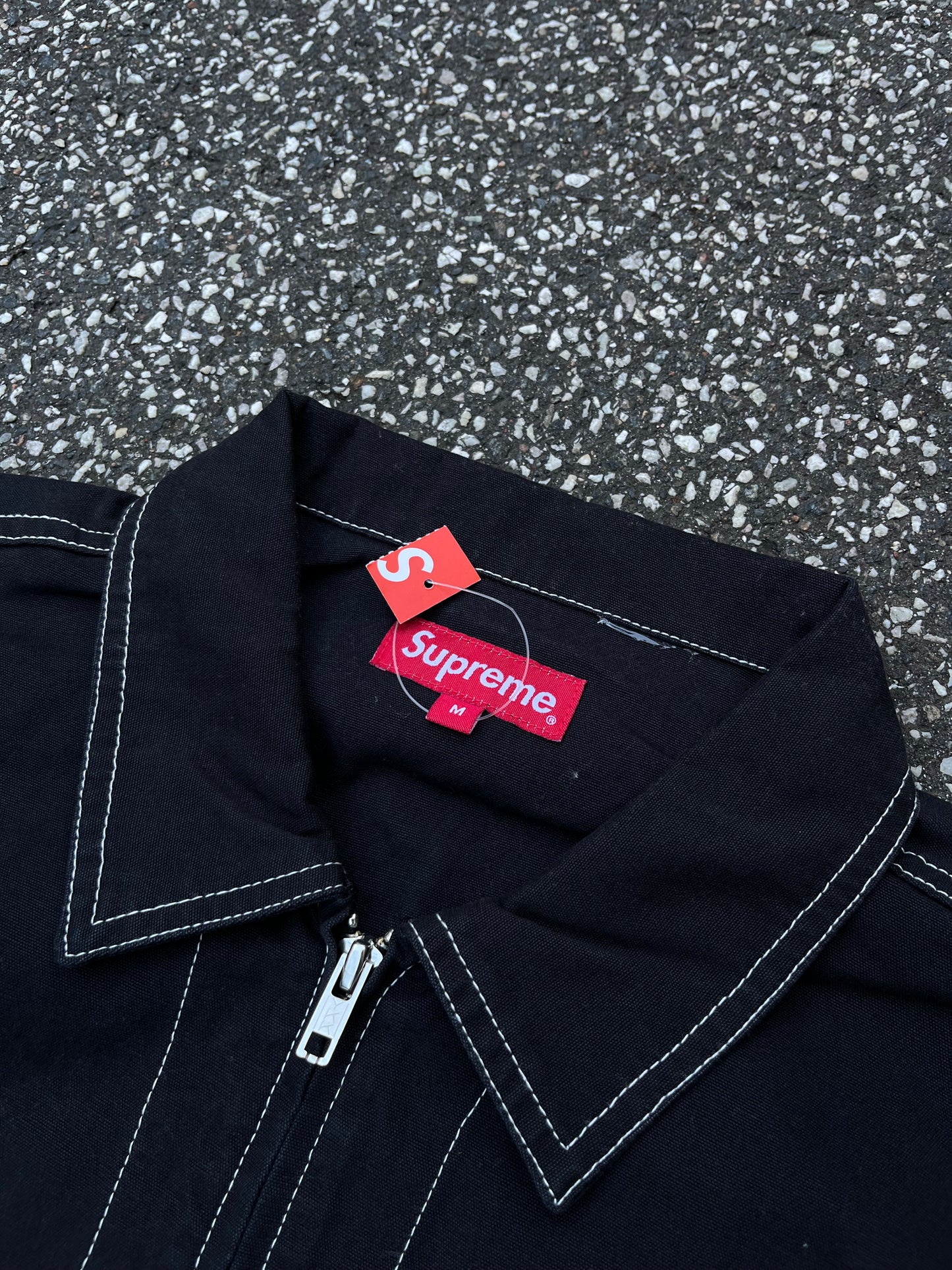 Supreme Canvas Work Jacket Sort, Str. M Sort Black Brand New