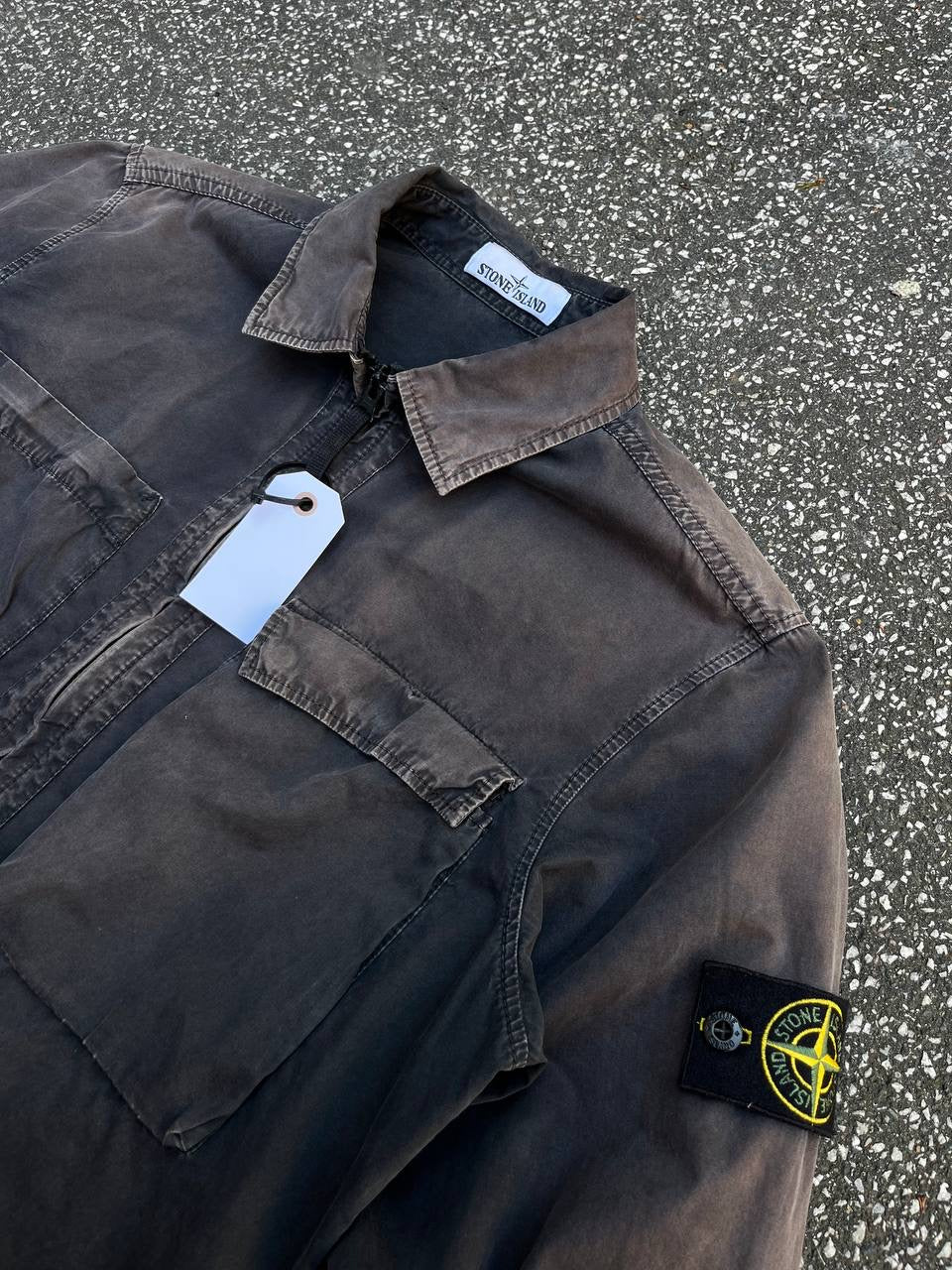 Stone Island Overshirt Skjorte Sommerjakke Grå Grey L Large Mænd Unisex Vintage