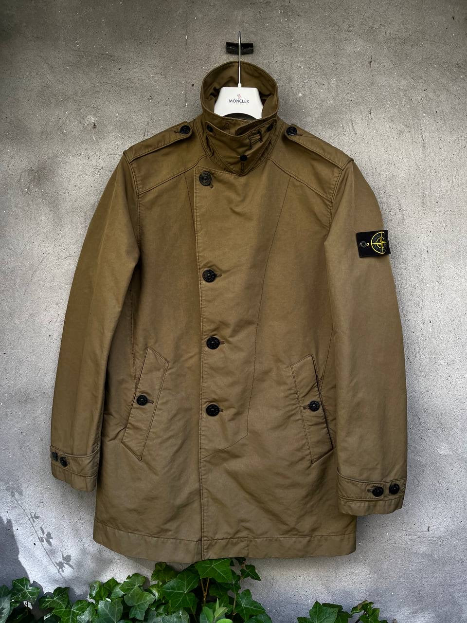 Stone Island David TC Frakke Trench Coat i Khaki grøn Medium
