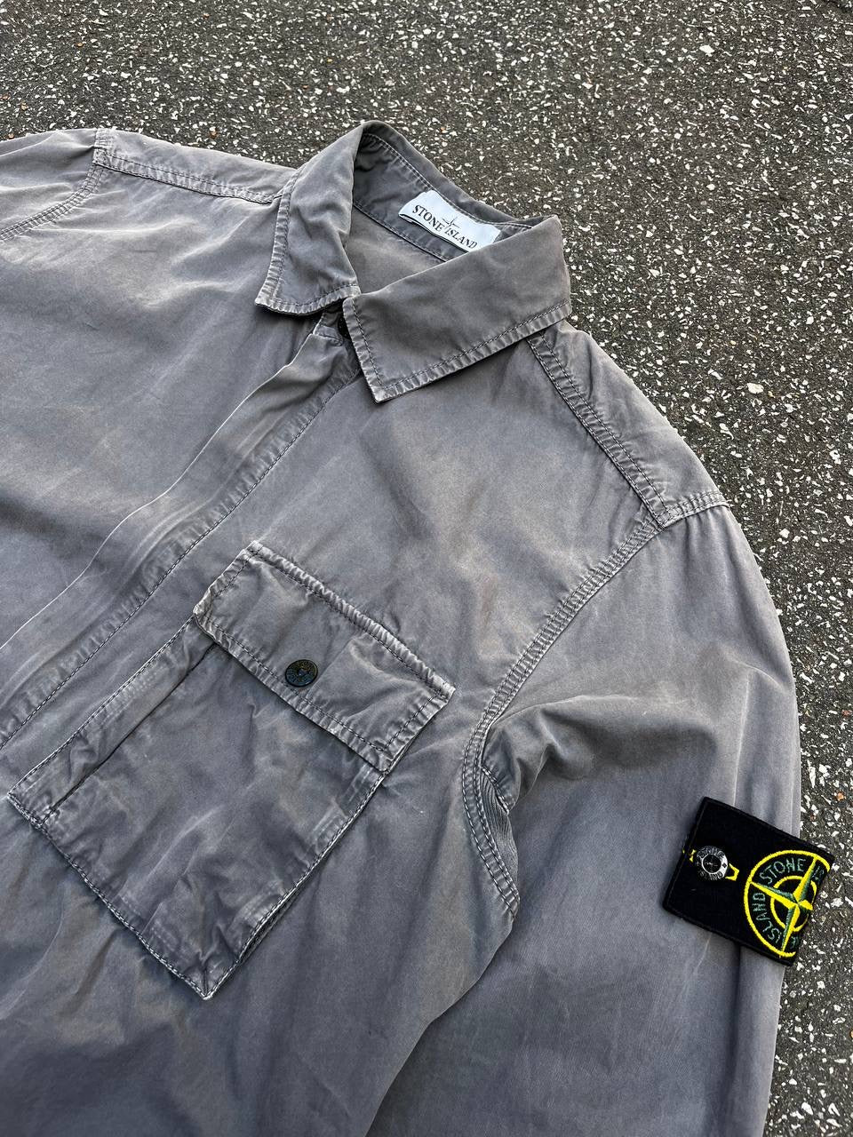 Stone Island Overshirt Skjorte Sommerjakke Grå M Medium Brugt Used