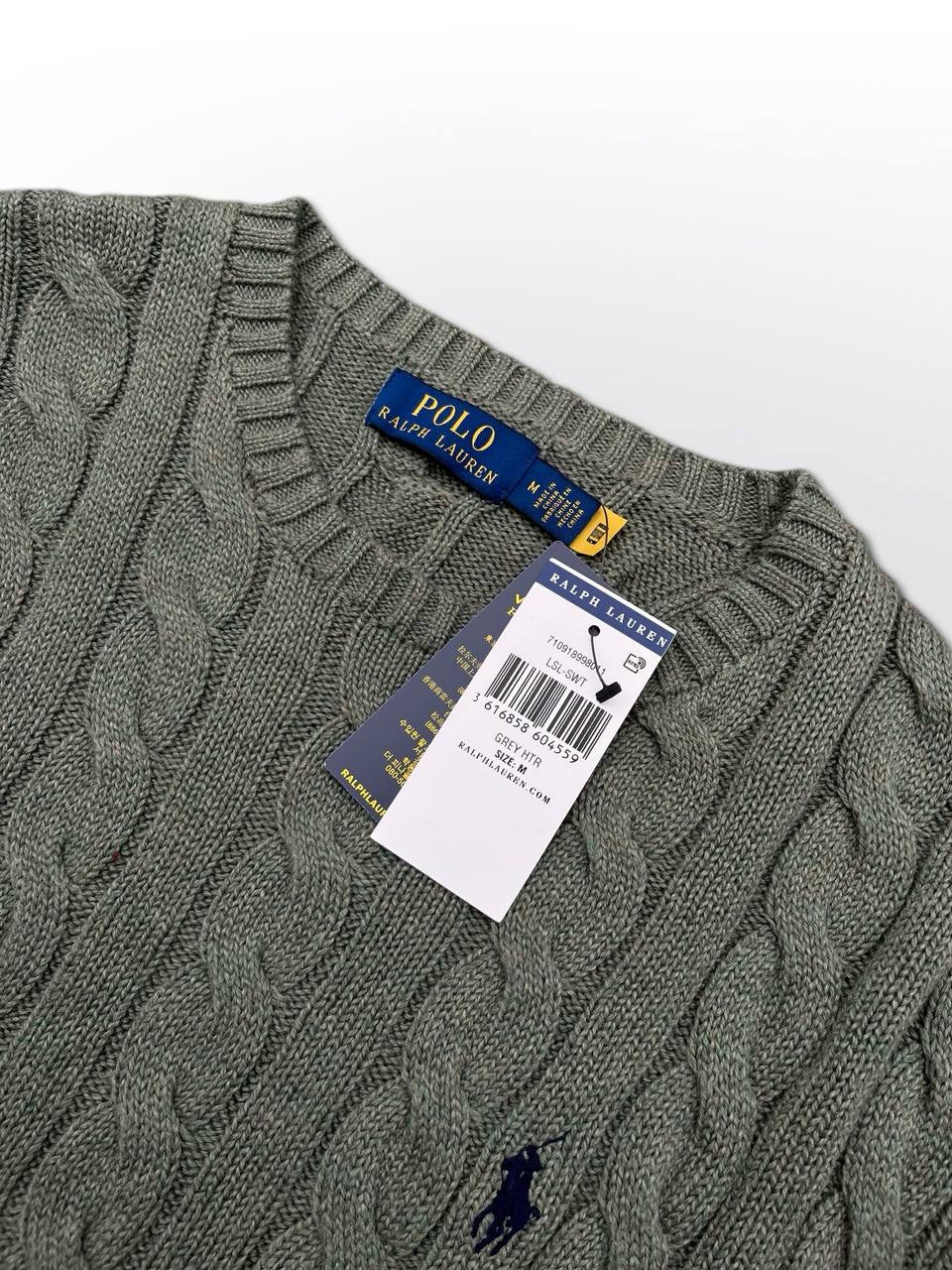 Polo Ralph Lauren Cable Net Sweater i Grøn herre Medium Ny
